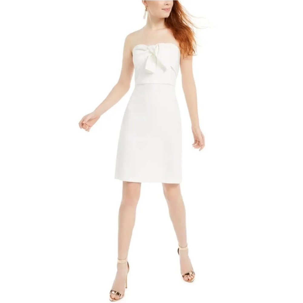 Sam Edelman Women's Dress White, bow front strapless, Size 2
